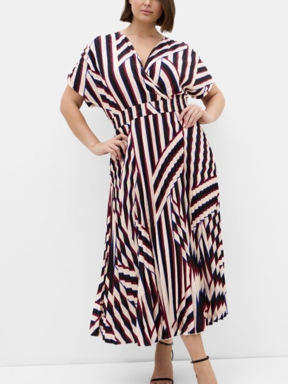 NWT City Chic Eloisa Timeless Stripe Pleat Midi Dress Plus Size 18